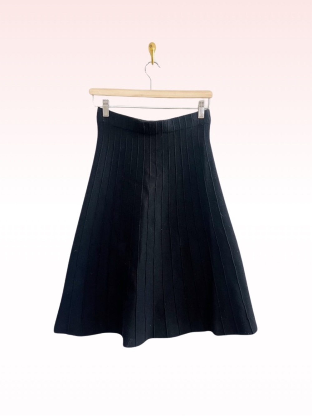 ZARA Black Flare Knit Midi Skirt (Sz S)